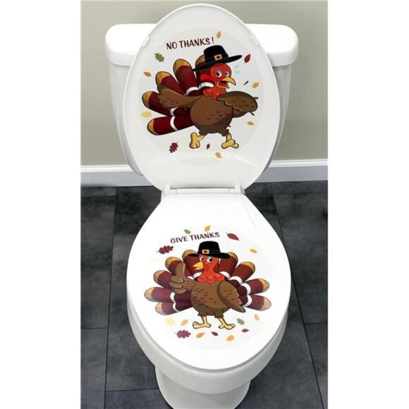 2-Piece Thanksgiving Turkey Toilet Seat Cling Decoration Set - Picture 3 of 4